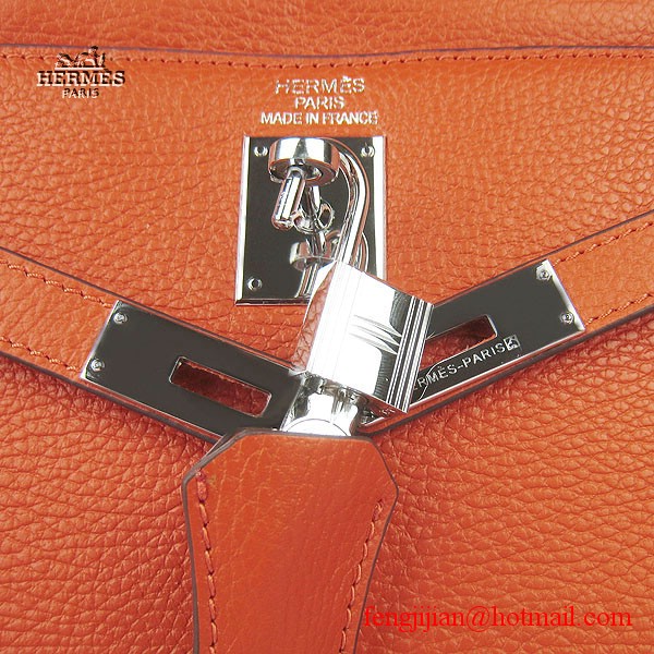 Hermes Kelly 32cm Togo Leather Bag Orange 6108 Silver Hardware